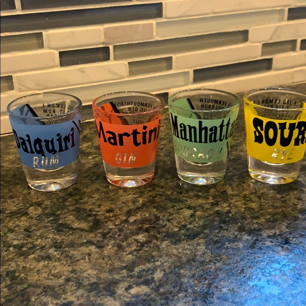 Vintage MidCentury Modern Atomic 4 Shot Glasses